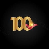 100 Years Anniversary Celebration Gold Vector Template Design Illustration