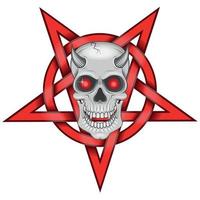 Detailed design of evil skull and intertwined pentagram