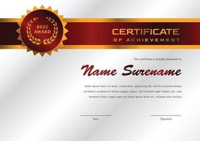 Plantilla de diseño de certificado para logros y apreciación. vector
