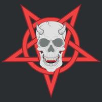 Design of evil skull and interlocking pentagram vector