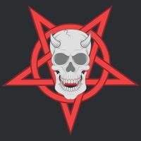 Design of evil skull and interlocking pentagram