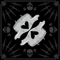 bandana design with half skull and daggers vector