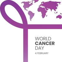 world cancer day background with purple ribbon vector