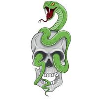 diseño vectorial de calavera con serpiente vector