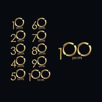 100 Years Anniversary Celebration Gold Vector Template Design Illustration