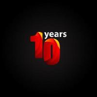 10 Years Anniversary Red Light Vector Template Design Illustration