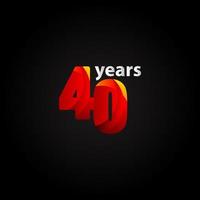 40 Years Anniversary Red Light Vector Template Design Illustration