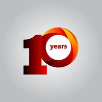 10 Years Anniversary Red Ball Vector Template Design Illustration