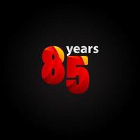 85 Years Anniversary Red Light Vector Template Design Illustration