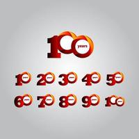 100 Years Anniversary Red Ball Vector Template Design Illustration