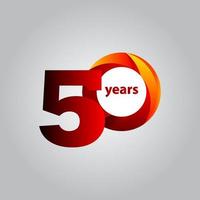 50 Years Anniversary Red Ball Vector Template Design Illustration