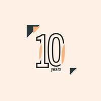 10 Years Anniversary Retro Line Vector Template Design Illustration