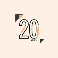 20 Years Anniversary Retro Line Vector Template Design Illustration