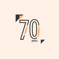 70 Years Anniversary Retro Line Vector Template Design Illustration