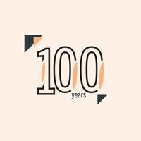 100 Years Anniversary Retro Line Vector Template Design Illustration