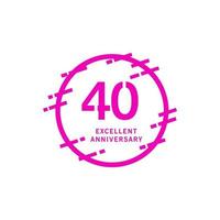 40 Years Excellent Anniversary Vector Template Design illustration