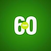 60 Years Anniversary Green Light Vector Template Design Illustration