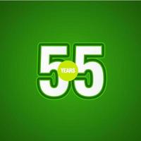 55 Years Anniversary Green Light Vector Template Design Illustration