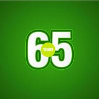 Ilustración de diseño de plantilla de vector de luz verde de aniversario de 65 años
