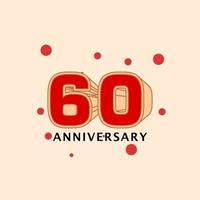 Ilustración de diseño de plantilla de vector de aniversario de 60 años