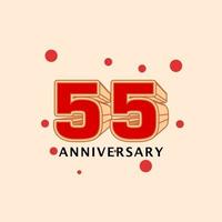 Ilustración de diseño de plantilla de vector de aniversario de 55 años