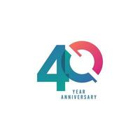 Ilustración de diseño de plantilla de vector de aniversario de 40 años