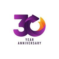 30 Years Anniversary Gradient Purple Vector Template Design Illustration