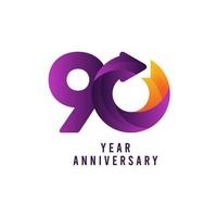90 Years Anniversary Gradient Purple Vector Template Design Illustration