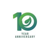 10 Years Anniversary Leaf Vector Template Design Illustration