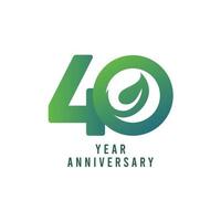 40 Years Anniversary Leaf Vector Template Design Illustration