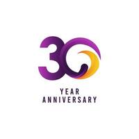 30 Years Anniversary Purple Vector Template Design Illustration