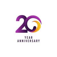 Ilustración de diseño de plantilla de vector púrpura de aniversario de 20 años
