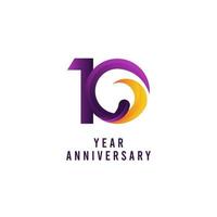 Ilustración de diseño de plantilla de vector púrpura de aniversario de 10 años