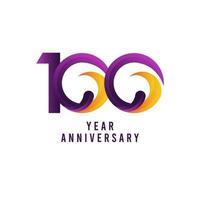 Ilustración de diseño de plantilla de vector púrpura de aniversario de 100 años