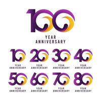 Ilustración de diseño de plantilla de vector púrpura de aniversario de 100 años