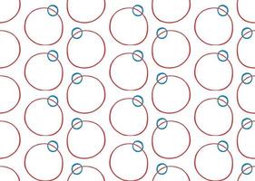 Hand drawn, red, blue, white color circles seamless pattern vector