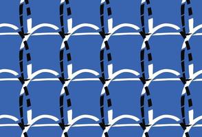 Hand drawn, black, white, blue color shapes seamless pattern vector