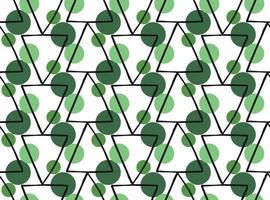 Hand drawn, green, black, white color triangles seamless pattern vector