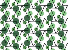 Hand drawn, green, black, white color triangles seamless pattern vector