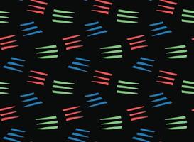 Hand drawn, black, red, green, blue color lines seamless pattern vector