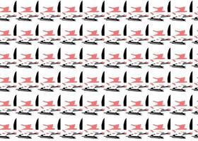 Hand drawn, red, black, white color seamless pattern vector