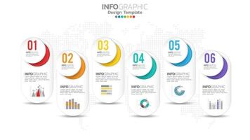 infografía elemento de círculo de 6 pasos con diagrama de número y gráfico, diseño de gráfico de negocios. vector