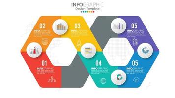 Infograph 6 steps circle element with number and chart diagram, business graph design. vector