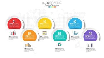 infografía elemento de círculo de 6 pasos con diagrama de número y gráfico, diseño de gráfico de negocios. vector