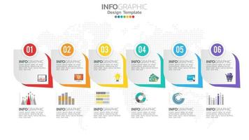 Infograph 6 step yellow color element with circle graphic chart diagram, business graph design. vector