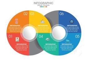 plantilla de infografía vectorial con seis opciones e iconos. vector