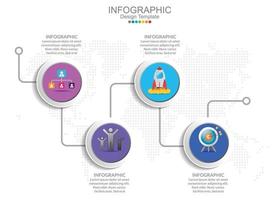 Vector infographic template with four options and icons.