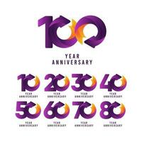 Ilustración de diseño de plantilla de vector púrpura degradado de aniversario de 100 años