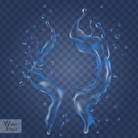 water flow elements, can be used as special effect, transparent background, 3d illustration vector