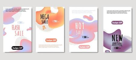 Dynamic abstract fluid mobile for sale banners. Sale banner template design, mega sale special offer set. Design for flyer, gift card, poster on wall, cover book, banner, social media